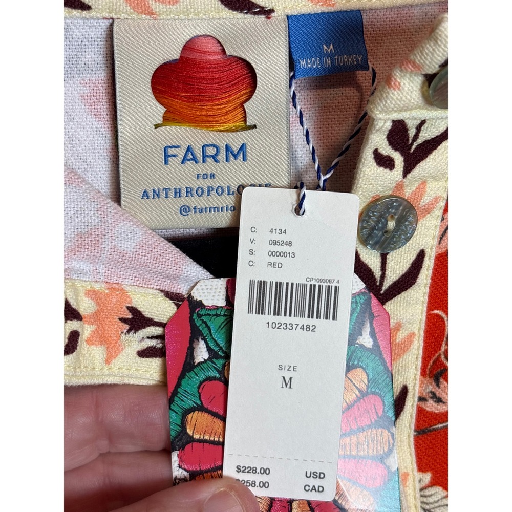 Farm Rio Anthropologie Long Sleeve  Romper Red Orange Floral Cotton $228 NWT - Picture 12 of 14